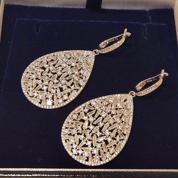 Large Pear Shape Drop Earrings - Picture 7 of 10